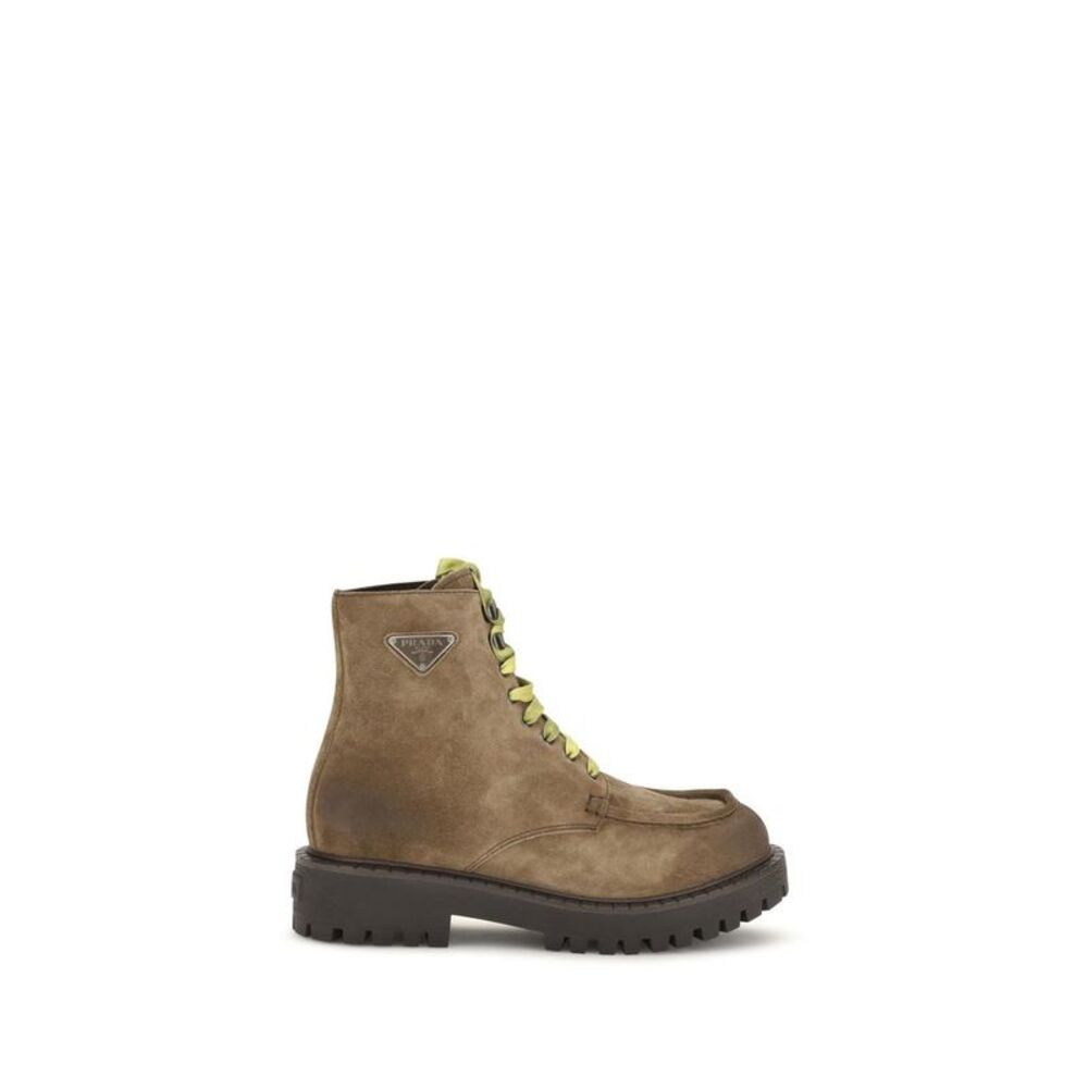 Prada Brown Suede Leather Lace-Up Men's Boots
